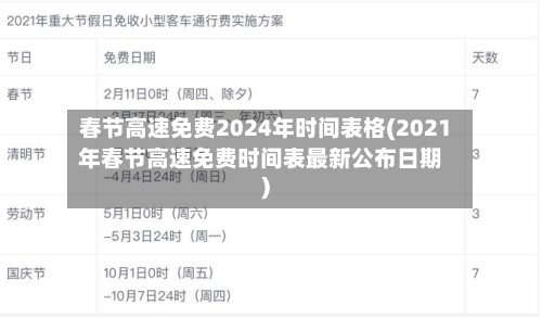 春节高速免费2024年时间表格(2021年春节高速免费时间表最新公布日期)