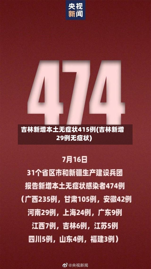 吉林新增本土无症状415例(吉林新增29例无症状)