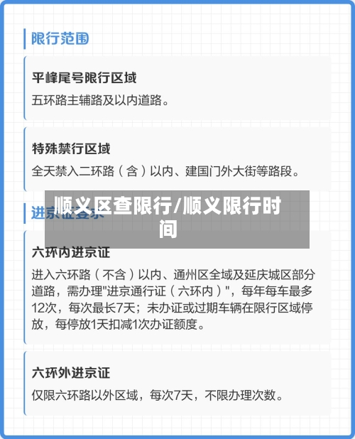 顺义区查限行/顺义限行时间