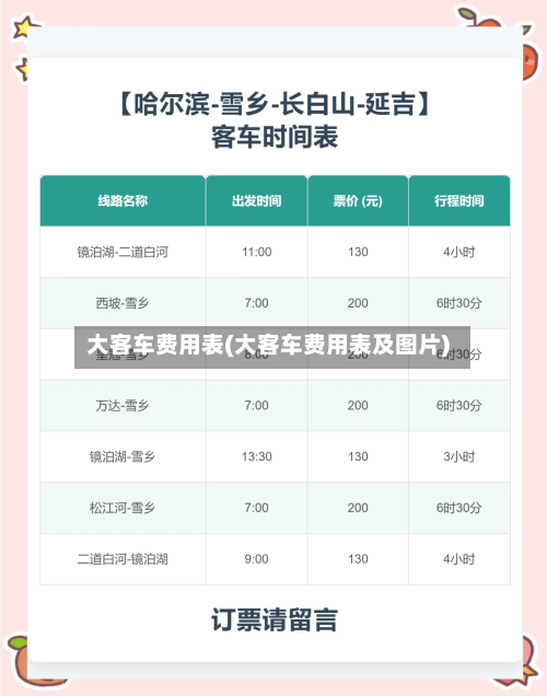 大客车费用表(大客车费用表及图片)