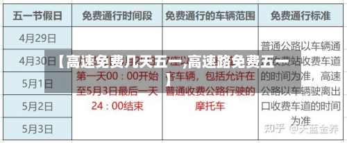 【高速免费几天五一,高速路免费五一】